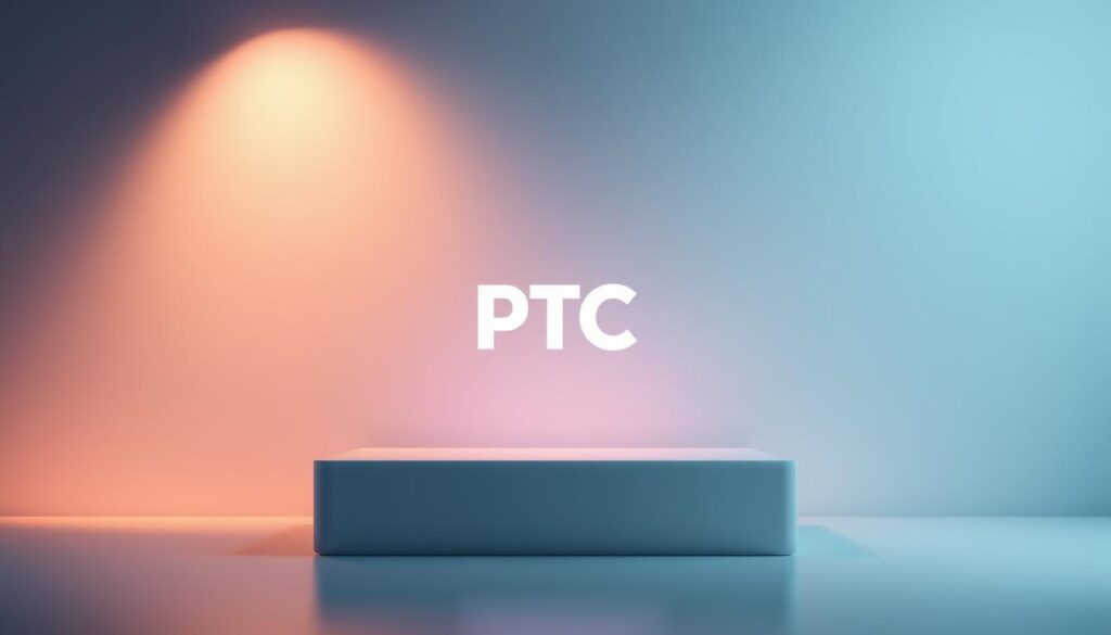 A modern, sleek platform interface with a prominent "PTC" logo at the center. The layout features clean lines, a minimalist color scheme, and intuitive UI elements. The background is a soft gradient, subtly hinting at the digital nature of the platform. Subtle lighting from the top-left casts a warm glow, creating depth and emphasizing the platform's inviting atmosphere. The overall composition conveys a sense of professionalism, accessibility, and user-friendliness, reflecting the platform's purpose of helping users earn money online.